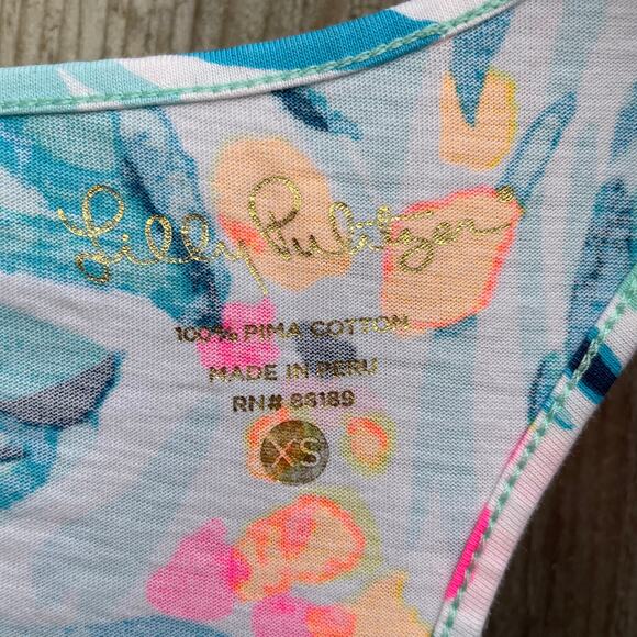 Lilly Pulitzer Women Trapeze Dress Tippy Top Scoop Neck Asymmetrical Hem Blue XS - Picture 7 of 8